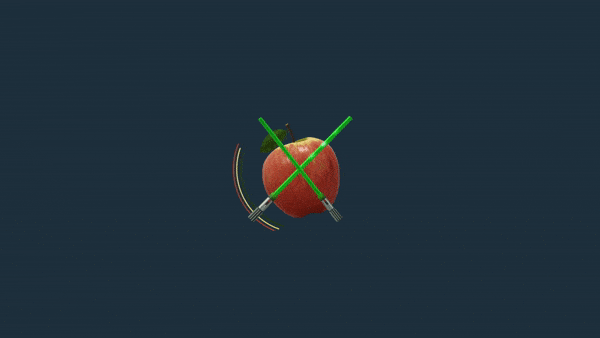 The Apple with light swords logo with animated circles moving around