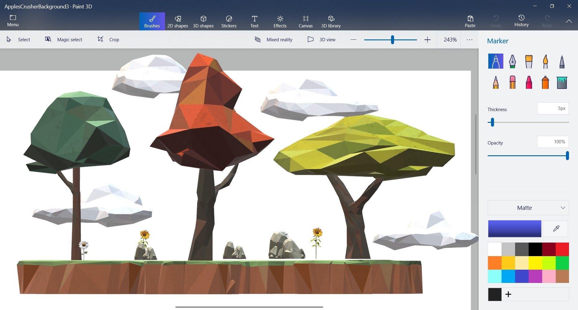 Building the 3d scene of the game using Paint 3D and glTF models