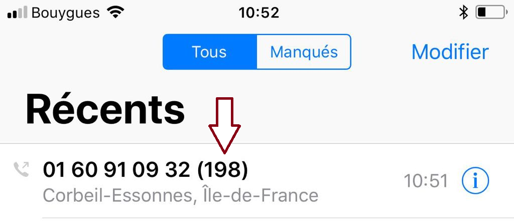 198 tentatives d'appels le matin.