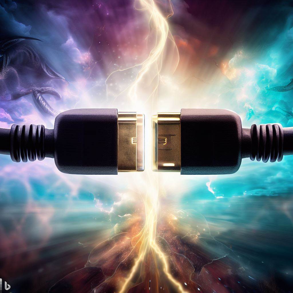 Image of 2 HDMI cables fighting each other